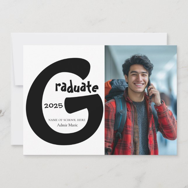Faire-part de graduation simple et élégante (Devant)