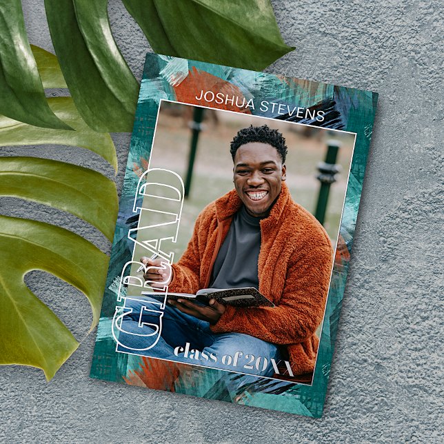 Faire-part de graduation turquoise Blue Green Gold (Créateur téléchargé)