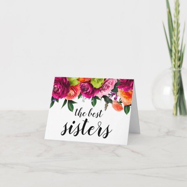 Faire-part de grossesse à soeur avec fleurs (Devant)