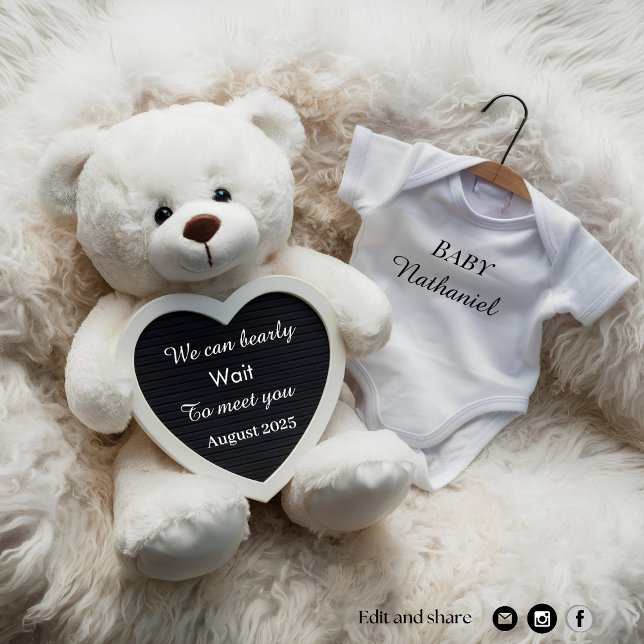 Faire-part de grossesse blanche adorable (Créateur téléchargé)