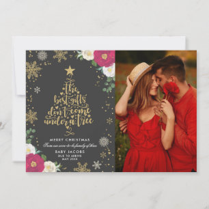 Faire-part de grossesse Carte photo de Noël Floral