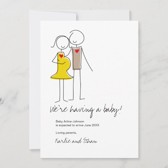 Faire-part de grossesse, couleurs neutres (Devant)