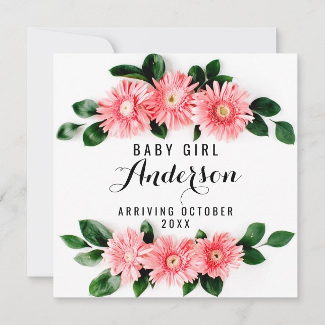 Faire-part de grossesse - Gerbera rose (Devant)