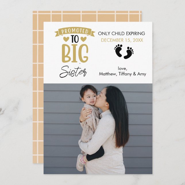 Faire-part de grossesse | Grande soeur (Devant / Derrière)