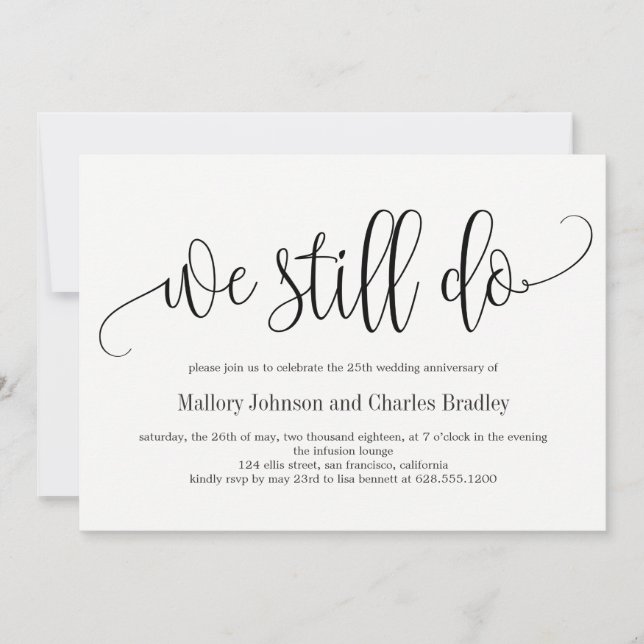 Faire-part de jubilé de mariage à calligraphie cha (Devant)