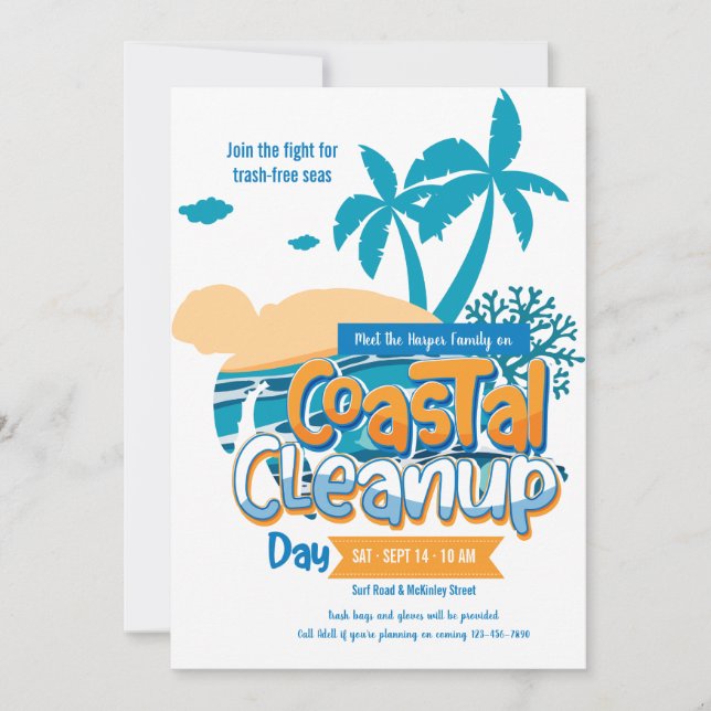 Faire-part de la journée de nettoyage côtier (Devant)