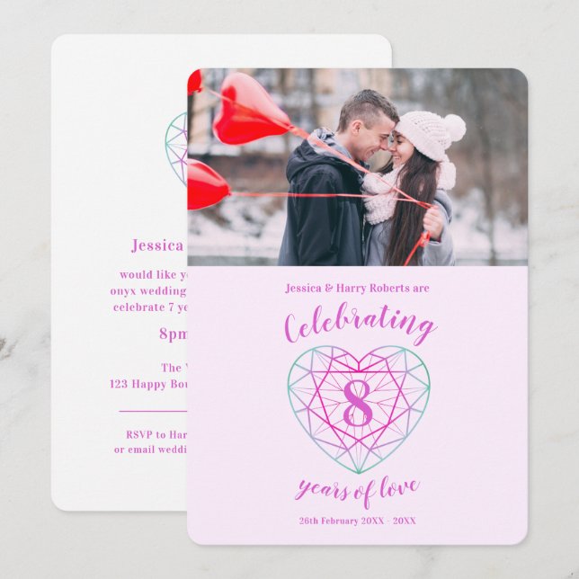 Faire-part de l'anniversaire de Tourmaline 8 ans a (Devant / Derrière)