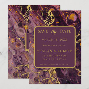 Faire-part de luxe en marbre violet prune