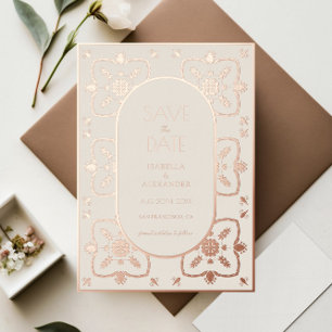 Faire-part de Luxe en Or Rose Méditerranéen pour a