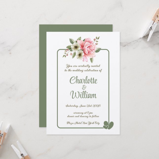 Faire-part de mariage (Devant/Arrière en situation)