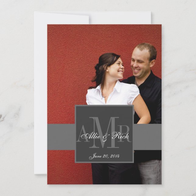 Faire-part de mariage 2 de photo de monogramme de (Devant)