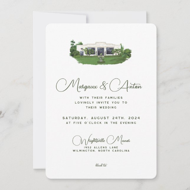 Faire-part de mariage 5x7 - Wrightsville Manor (Devant)