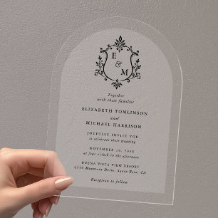 Faire-part de mariage à arche avec monogramme de c