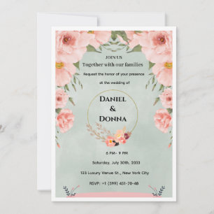 Faire-part de mariage à arche dorée de luxe