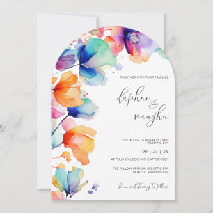 Faire-part de mariage à arche florale aquarelle vi