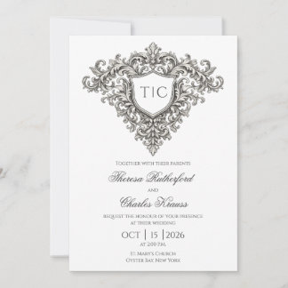 Faire-part de mariage à armoiries de monogramme ma
