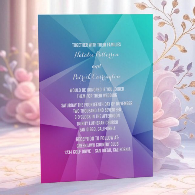 Faire-part de mariage à bijoux multicolores (Multicolor Jewel Tones Wedding Invitation)