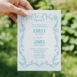 Faire-part de mariage à blason de monogramme turqu