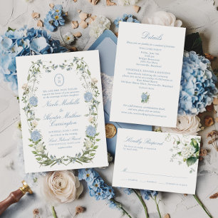 Faire-part de mariage à blason monogramme avec Hyd