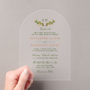 Faire-part de mariage à branche de pommier monogra