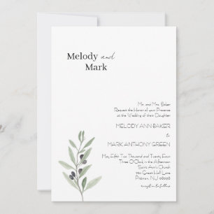 Faire-part de mariage à branches d'olivier classiq