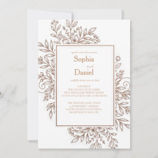 Faire-part de mariage à cadre floral en cuivre min