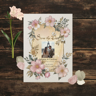 Faire-part de mariage à cadre floral Renaissance