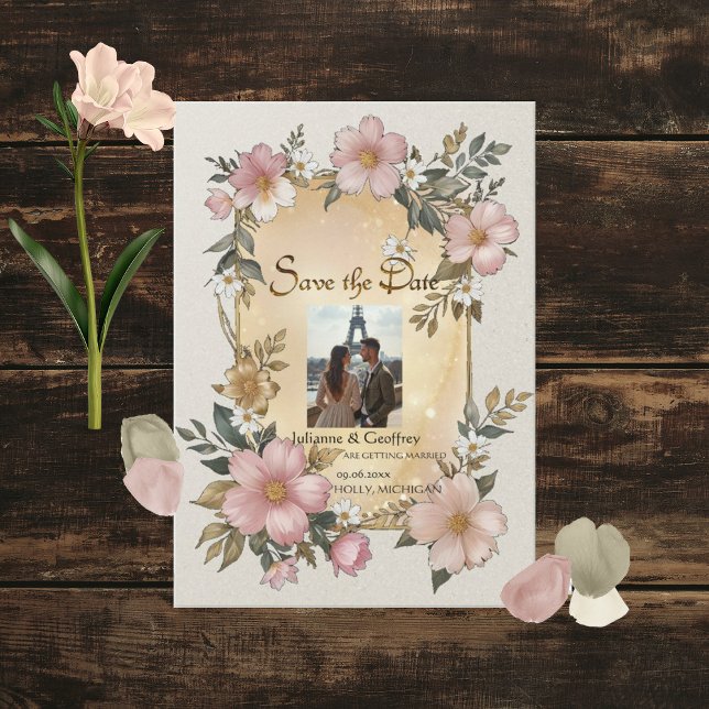 Faire-part de mariage à cadre floral Renaissance (Créateur téléchargé)
