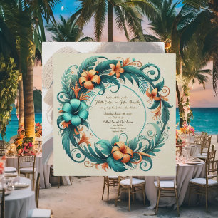 Faire-part de mariage à cadre rond iridescent trop