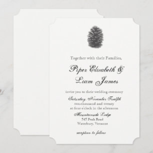 Faire-part de mariage à cône de pin