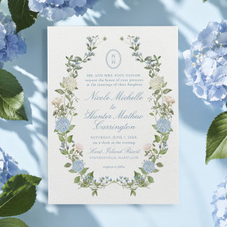 Faire-part de mariage à crête de monogramme d'hort