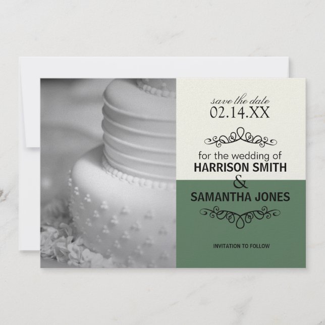 Faire-part de mariage à date différée Cream & Gree (Devant)