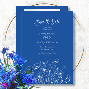 Faire-part de mariage à date fixe Fleur sauvage bl