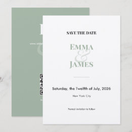 Faire-part de mariage à deux tons Sage esperluette