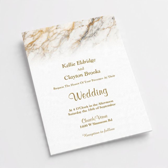 Faire-part de mariage à effet marbre doux (Créateur téléchargé)