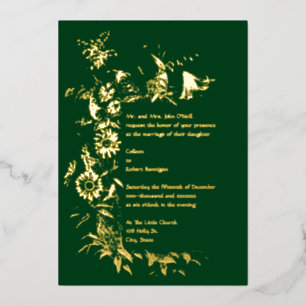 Faire-part de mariage à feuilles d'argent avec une