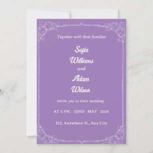 Faire-part de mariage à filigrane royal violet et