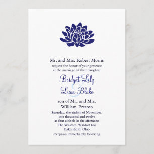 Faire-part de mariage à fleurs de Lotus Bleu Sapph