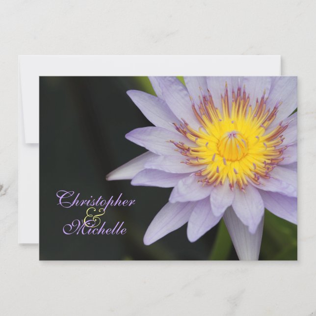 Faire-part de mariage à fleurs de lotus pourpre (Devant)