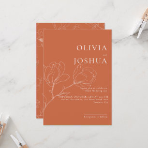 Faire-part de mariage à fleurs en terre cuite Boho