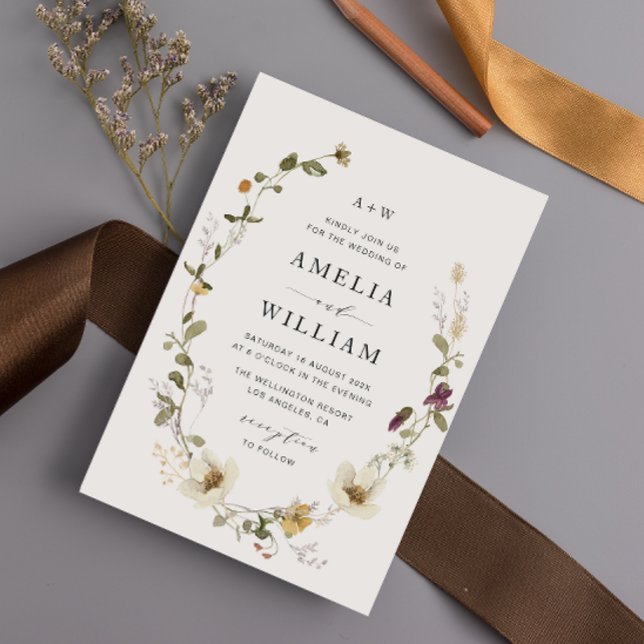faire-part de mariage à fleurs fleur sauvage rusti (Créateur téléchargé)