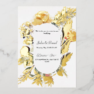Faire-Part de Mariage à Fleurs Sauvages avec Feuil