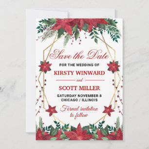 Faire-part de mariage à la gouache Poinsettia
