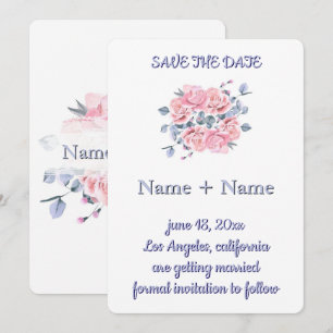 Faire-part de mariage à la rose aquarelle romantiq