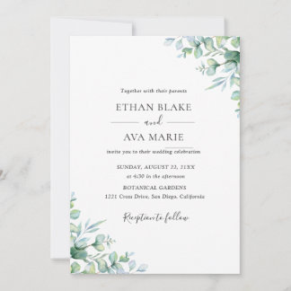 Faire-part de mariage à la verdure d'eucalyptus él