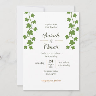 Faire-part de mariage à la vigne de lierre vert mi