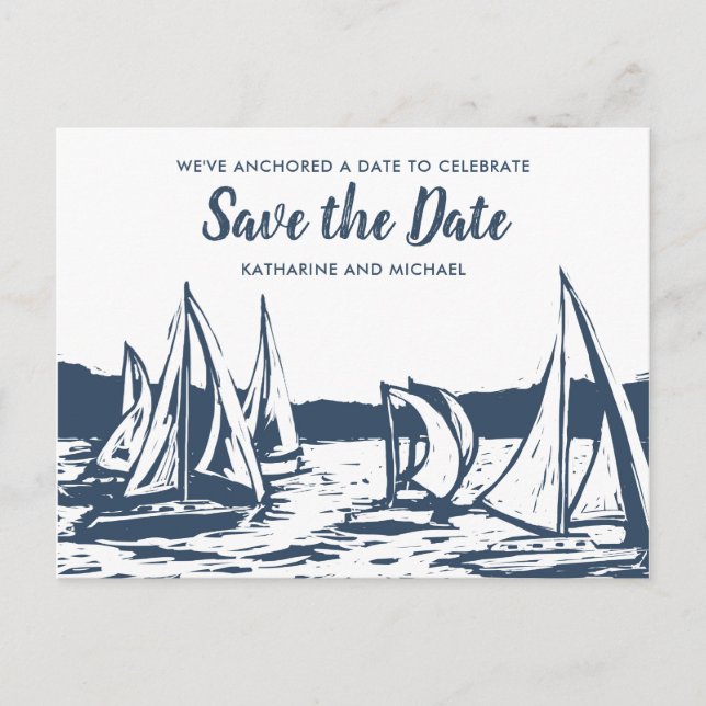 Faire-part de mariage à la voile nautique (Devant)