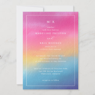 Faire-part de mariage à l'aquarelle avec dégradé d