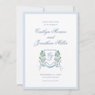 Faire-part de mariage à l'aquarelle bleu poussiére