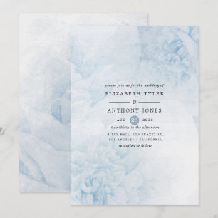 Faire-part de mariage à l'aquarelle bleu poussiére